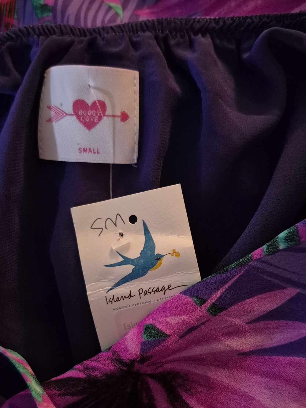 Buddy Love NWT Violet Hawaiian Nights Purple Halter Maxi Dress Small - Picture 6 of 7